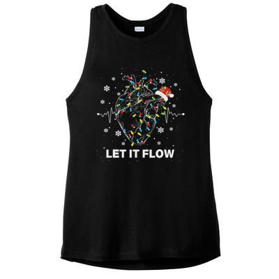 Funny Let It Flow Anatomy Heart Cardiac Nurse Santa Hat Xmas Ladies PosiCharge Tri-Blend Wicking Tank