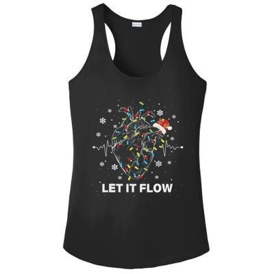 Funny Let It Flow Anatomy Heart Cardiac Nurse Santa Hat Xmas Ladies PosiCharge Competitor Racerback Tank