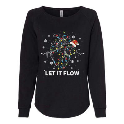 Funny Let It Flow Anatomy Heart Cardiac Nurse Santa Hat Xmas Womens California Wash Sweatshirt