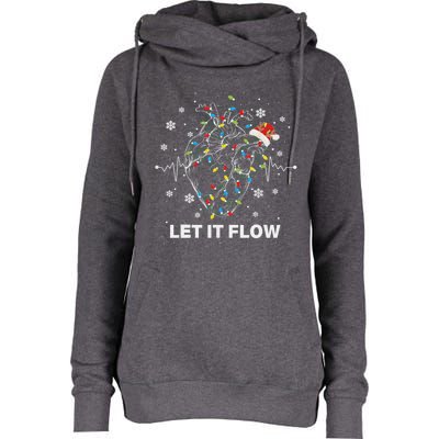 Funny Let It Flow Anatomy Heart Cardiac Nurse Santa Hat Xmas Womens Funnel Neck Pullover Hood