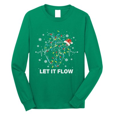 Funny Let It Flow Anatomy Heart Cardiac Nurse Santa Hat Xmas Long Sleeve Shirt