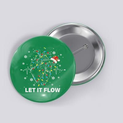 Funny Let It Flow Anatomy Heart Cardiac Nurse Santa Hat Xmas Button