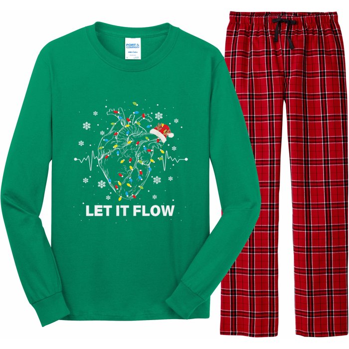 Funny Let It Flow Anatomy Heart Cardiac Nurse Santa Hat Xmas Long Sleeve Pajama Set