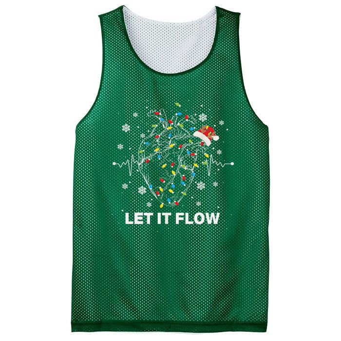 Funny Let It Flow Anatomy Heart Cardiac Nurse Santa Hat Xmas Mesh Reversible Basketball Jersey Tank