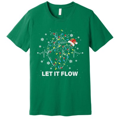 Funny Let It Flow Anatomy Heart Cardiac Nurse Santa Hat Xmas Premium T-Shirt