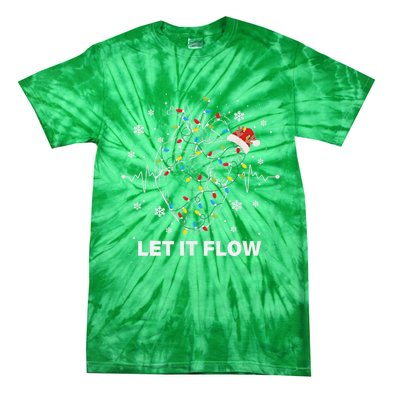 Funny Let It Flow Anatomy Heart Cardiac Nurse Santa Hat Xmas Tie-Dye T-Shirt