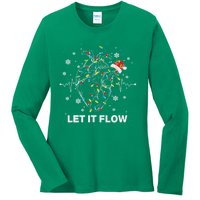 Funny Let It Flow Anatomy Heart Cardiac Nurse Santa Hat Xmas Ladies Long Sleeve Shirt