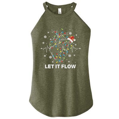 Funny Let It Flow Anatomy Heart Cardiac Nurse Santa Hat Xmas Women's Perfect Tri Rocker Tank