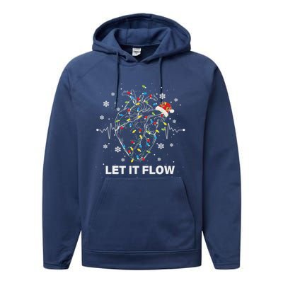 Funny Let It Flow Anatomy Heart Cardiac Nurse Santa Hat Xmas Performance Fleece Hoodie