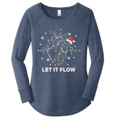 Funny Let It Flow Anatomy Heart Cardiac Nurse Santa Hat Xmas Women's Perfect Tri Tunic Long Sleeve Shirt