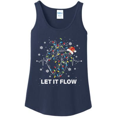 Funny Let It Flow Anatomy Heart Cardiac Nurse Santa Hat Xmas Ladies Essential Tank