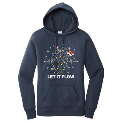 Funny Let It Flow Anatomy Heart Cardiac Nurse Santa Hat Xmas Women's Pullover Hoodie