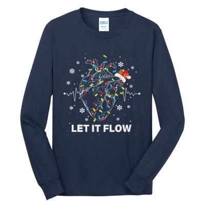 Funny Let It Flow Anatomy Heart Cardiac Nurse Santa Hat Xmas Tall Long Sleeve T-Shirt