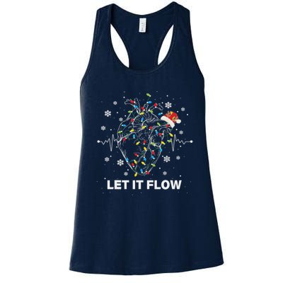 Funny Let It Flow Anatomy Heart Cardiac Nurse Santa Hat Xmas Women's Racerback Tank