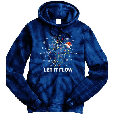 Funny Let It Flow Anatomy Heart Cardiac Nurse Santa Hat Xmas Tie Dye Hoodie