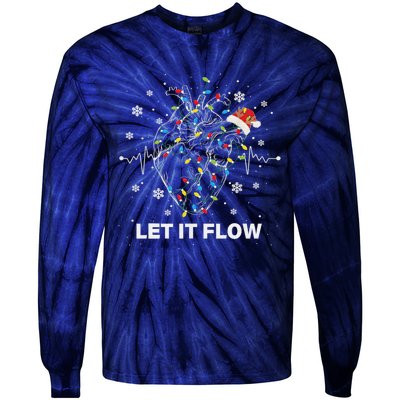 Funny Let It Flow Anatomy Heart Cardiac Nurse Santa Hat Xmas Tie-Dye Long Sleeve Shirt