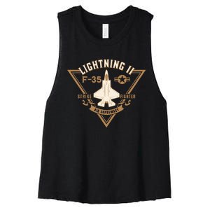 F35 Lightning Ii Jet Fighter Military Aircraft Design Women's Racerback Cropped Tank