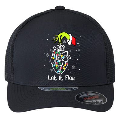 Funny Let It Flow Anatomy Heart Cardiac Nurse Santa Hat Xmas Flexfit Unipanel Trucker Cap