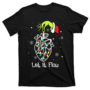 Funny Let It Flow Anatomy Heart Cardiac Nurse Santa Hat Xmas T-Shirt