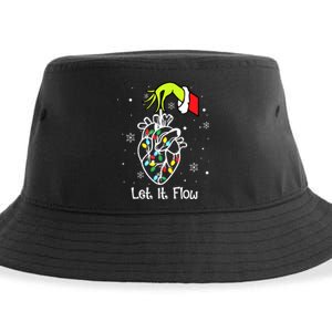 Funny Let It Flow Anatomy Heart Cardiac Nurse Santa Hat Xmas Sustainable Bucket Hat