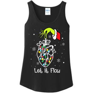 Funny Let It Flow Anatomy Heart Cardiac Nurse Santa Hat Xmas Ladies Essential Tank