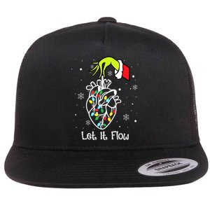 Funny Let It Flow Anatomy Heart Cardiac Nurse Santa Hat Xmas Flat Bill Trucker Hat