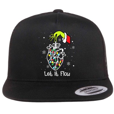 Funny Let It Flow Anatomy Heart Cardiac Nurse Santa Hat Xmas Flat Bill Trucker Hat