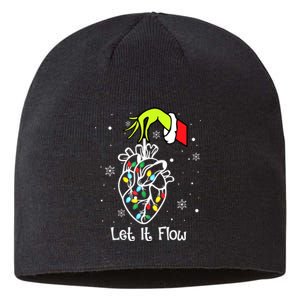 Funny Let It Flow Anatomy Heart Cardiac Nurse Santa Hat Xmas Sustainable Beanie