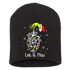 Funny Let It Flow Anatomy Heart Cardiac Nurse Santa Hat Xmas Short Acrylic Beanie