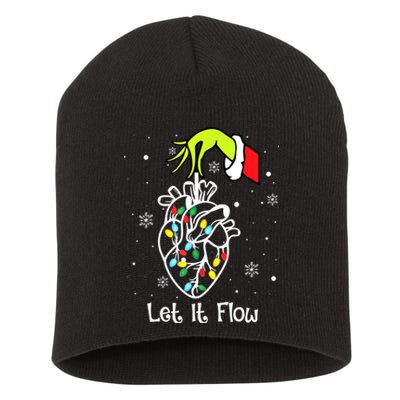 Funny Let It Flow Anatomy Heart Cardiac Nurse Santa Hat Xmas Short Acrylic Beanie