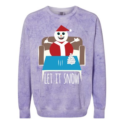 Funny Let It Snow Snow Removed Ban Drug Reference Xmas Gift Colorblast Crewneck Sweatshirt