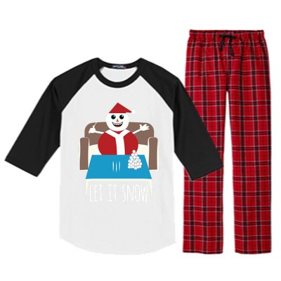 Funny Let It Snow Snow Removed Ban Drug Reference Xmas Gift Raglan Sleeve Pajama Set