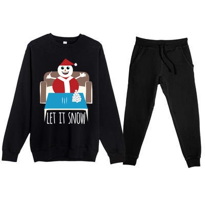 Funny Let It Snow Snow Removed Ban Drug Reference Xmas Gift Premium Crewneck Sweatsuit Set