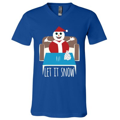 Funny Let It Snow Snow Removed Ban Drug Reference Xmas Gift V-Neck T-Shirt