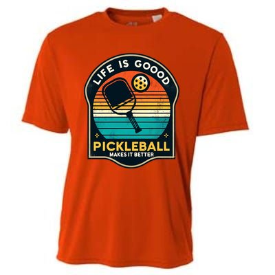 Funny Life Is Goood Pickleball Makes It Better Retro Mother Meaningful Gift Cooling Performance Crew T-Shirt