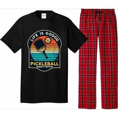 Funny Life Is Goood Pickleball Makes It Better Retro Mother Meaningful Gift Pajama Set