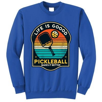 Funny Life Is Goood Pickleball Makes It Better Retro Mother Meaningful Gift Sweatshirt