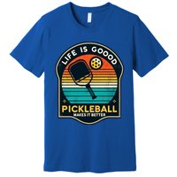 Funny Life Is Goood Pickleball Makes It Better Retro Mother Meaningful Gift Premium T-Shirt