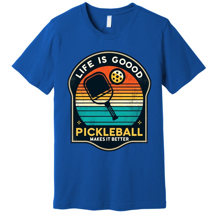 Funny Life Is Goood Pickleball Makes It Better Retro Mother Meaningful Gift Premium T-Shirt