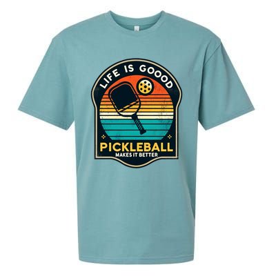 Funny Life Is Goood Pickleball Makes It Better Retro Mother Meaningful Gift Sueded Cloud Jersey T-Shirt