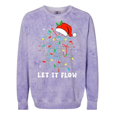 Funny Let It Flow Anatomy Heart Cardiac Nurse Santa Hat Xmas Colorblast Crewneck Sweatshirt