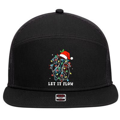 Funny Let It Flow Anatomy Heart Cardiac Nurse Santa Hat Xmas 7 Panel Mesh Trucker Snapback Hat