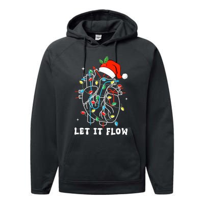 Funny Let It Flow Anatomy Heart Cardiac Nurse Santa Hat Xmas Performance Fleece Hoodie