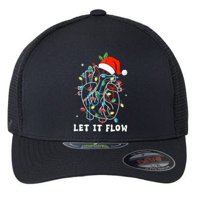 Funny Let It Flow Anatomy Heart Cardiac Nurse Santa Hat Xmas Flexfit Unipanel Trucker Cap