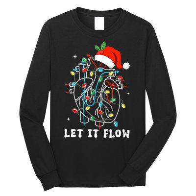 Funny Let It Flow Anatomy Heart Cardiac Nurse Santa Hat Xmas Long Sleeve Shirt