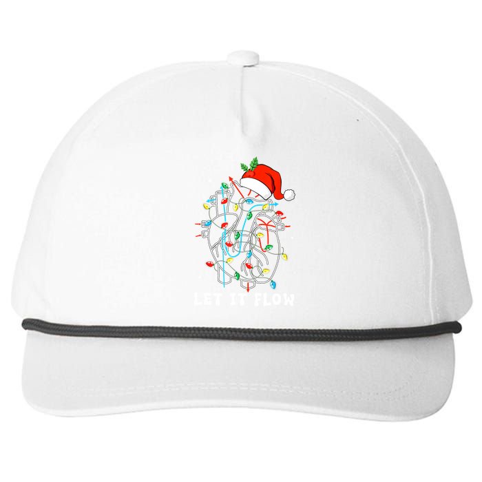 Funny Let It Flow Anatomy Heart Cardiac Nurse Santa Hat Xmas Snapback Five-Panel Rope Hat