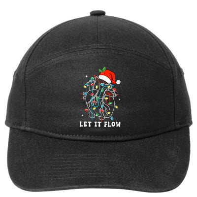 Funny Let It Flow Anatomy Heart Cardiac Nurse Santa Hat Xmas 7-Panel Snapback Hat