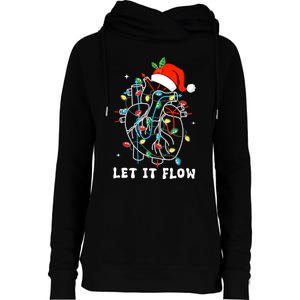 Funny Let It Flow Anatomy Heart Cardiac Nurse Santa Hat Xmas Womens Funnel Neck Pullover Hood