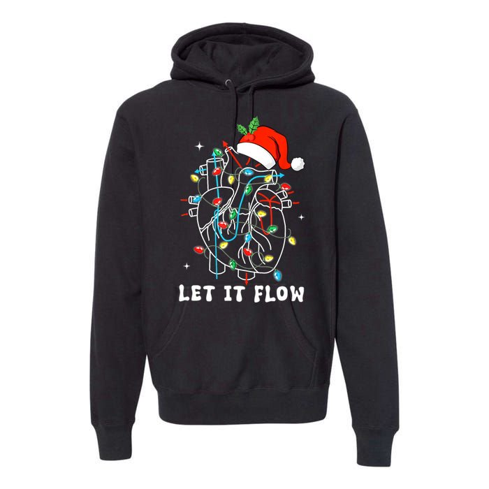 Funny Let It Flow Anatomy Heart Cardiac Nurse Santa Hat Xmas Premium Hoodie