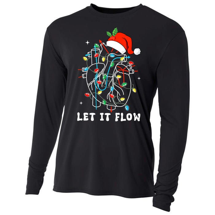 Funny Let It Flow Anatomy Heart Cardiac Nurse Santa Hat Xmas Cooling Performance Long Sleeve Crew